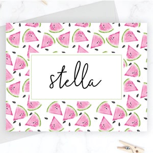 Watermelon Stationery Set | Personalized Watermelon Stationary Set | Watermelon Note Cards | Folding Note Cards Thank You Cards Girls Kids
