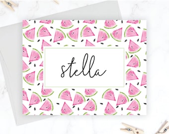 Watermelon Stationery Set | Personalized Watermelon Stationary Set | Watermelon Note Cards | Folding Note Cards Thank You Cards Girls Kids