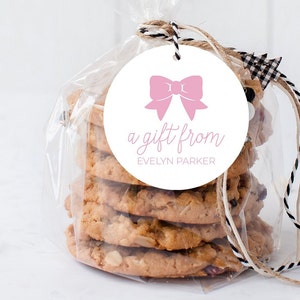 Personalized Gift Tag | Pink Bow Gift Tag for Girls | Happy Birthday Gift Tag | Hang Tag Gift Bag | Custom Kids Gift Tags
