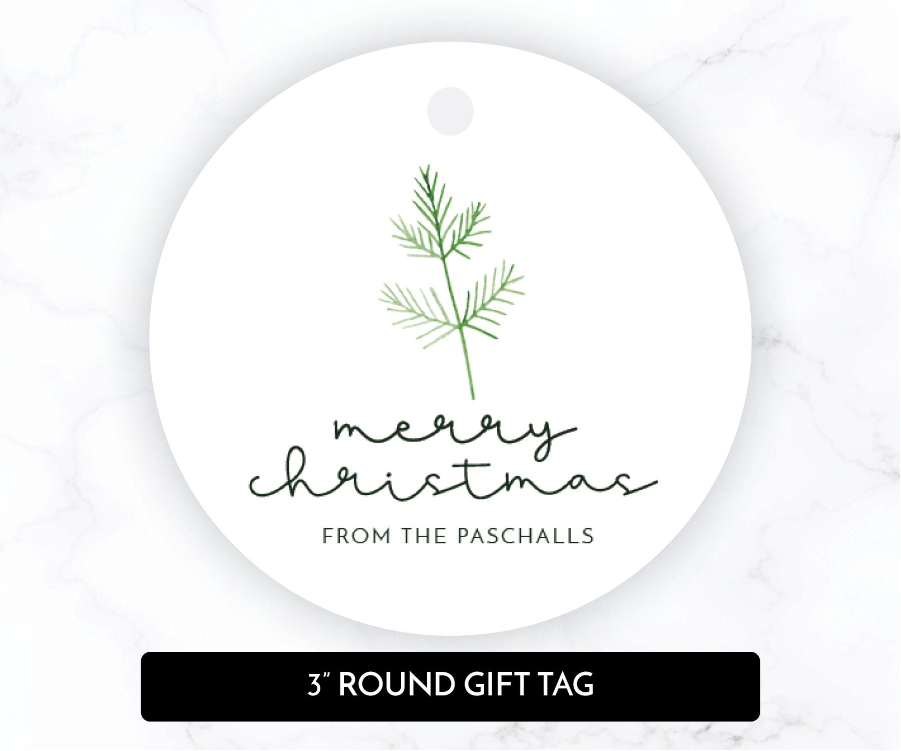 Personalized Christmas Gift Tag 3 Round Christmas Gift Tag Round