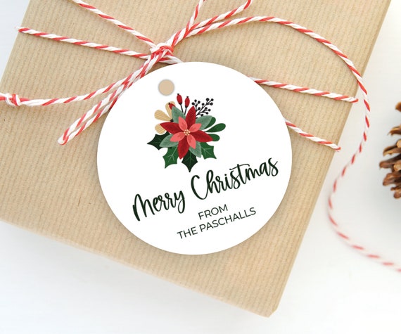 Classic Christmas Gift Tags with String Card Stock Paper Name Tags for Gifts Christmas, Vintage Merry Christmas from Santa | Andaz Press