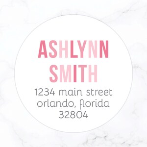 Round Return Address Labels for Kids | 2 Inch Round Address Stickers | Stationery Set Stationary Set for Girls | Glossy Matte Matching Pink
