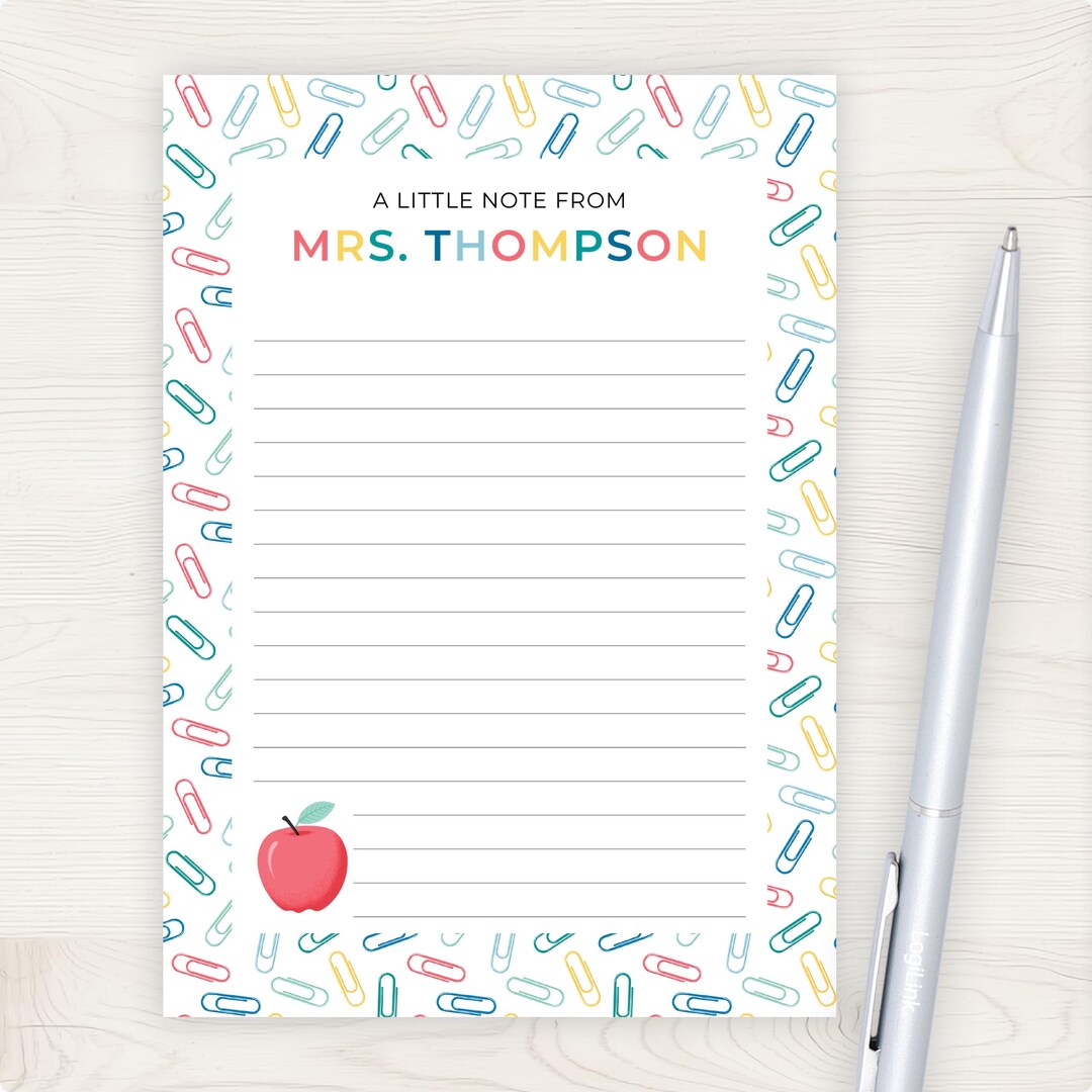 Teacher Notepad | Personalized Teacher Notepad | Teacher Appreciation ...