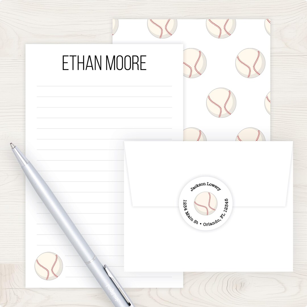 Baseball Style Ribbon To Put Writing In Baseball Letter Writing Set | Baseball Stationary Stationery Set ...