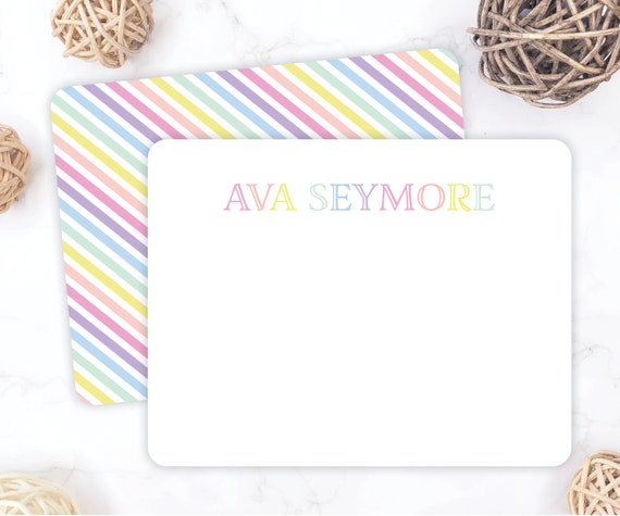 Personalized Pastel Girls Stationery Set Pastel Stationary Set for