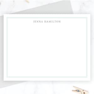 Personalized Stationery Set | Women's Stationary | Thank You Cards | Flat Note Cards | Mint Simple Custom Simple Modern A Note From 0053