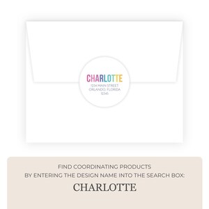 Bright and Colorful Kids Stationery Set | Kids Stationary Set for Girls | Rainbow Personalized Flat Note Cards | Thank You Cards Charlotte image 6