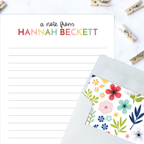 kids letter writing set girls lined stationery paper floral etsy
