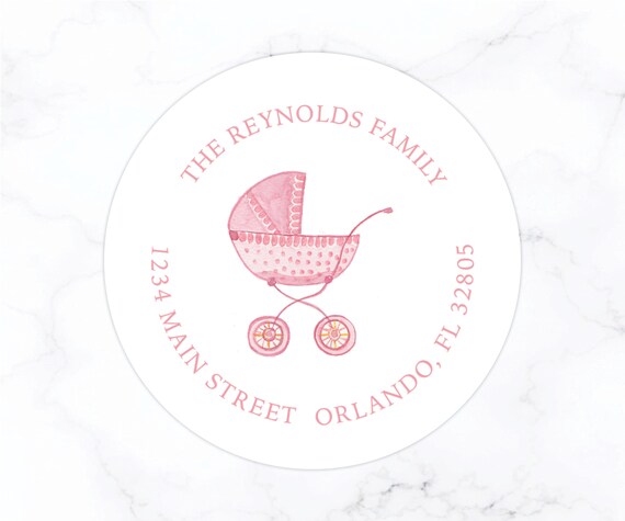 Baby Girl Address Label Pink Little Feet Baby Shower Stickers, Thank