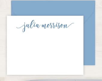 Personalized Script Name Flat Note Cards – Whimsical Stationery Set