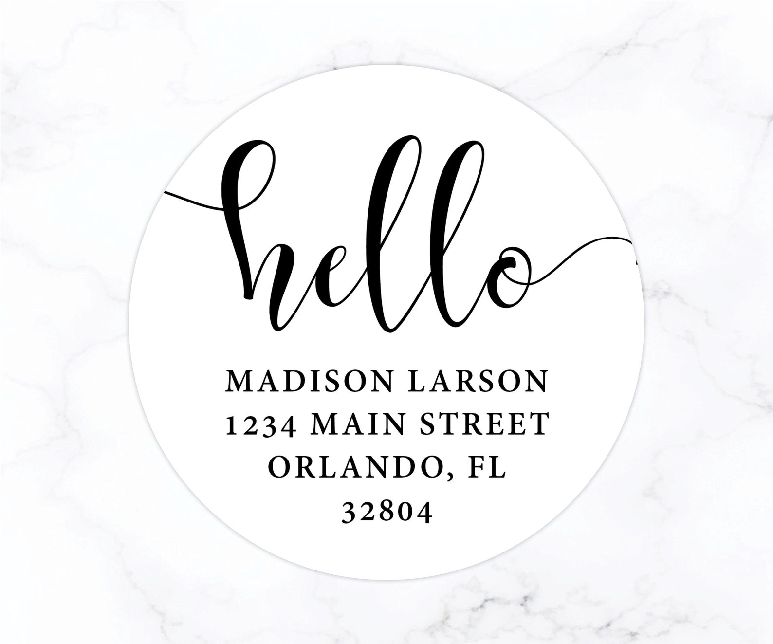 Round Return Address Labels Hello Personalized Round Address Etsy