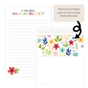 Kids Letter Writing Set | Girls Lined Stationery Paper Floral Print | Camp Letter Lined Stationary | Colorful Lined Pen Pal Set for Kids imagem 3