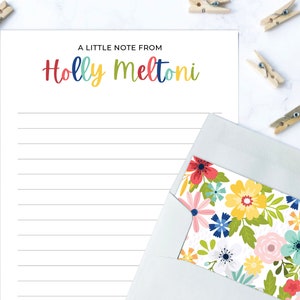 Kids Letter Writing Set | Girls Lined Stationery Paper Floral Print | Camp Letter Lined Stationary | Colorful Lined Stationary for Kids