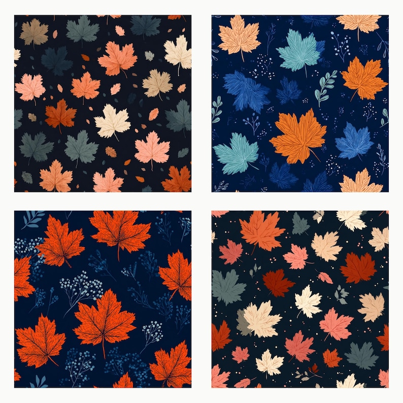 Autumn Maple Leaf Digital Paper Bundle | Fall Foliage Scrapbook ...