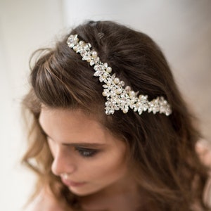 Bridal Hair Accessories Pearl Headband Wedding Hair Comb Crystal Hair Vine Headpiece Art Deco Halo Crown Wedding Headpiece Boho Tiara, NIXON HAIR CROWN by Camilla Christine Bridal Accessories and Wedding Jewelry