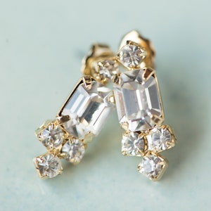 Wedding Stud Earrings Crystal Cluster Bridal Rhinestone Drop Emerald Cut Gold Art Deco Dainty Cubic Zirconia Post Bridesmaid CZ Jewelry EVAN
by Camilla Christine Bridal Jewelry by Camilla Christine Bridal Accessories and Wedding Jewelry