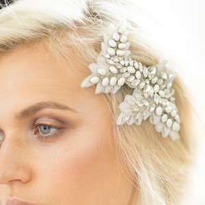 Floral Hair Comb Pearl Headpiece Wedding Crystal Hair Jewelry Mother of Pearl Hair Pin Rhinestone Leaves Hair Piece Boho Bride Accessory LIV HAIR COMB by Camilla Christine Bridal Accessories Wedding Jewelry Bridal Style Inspiration Trends for Bride