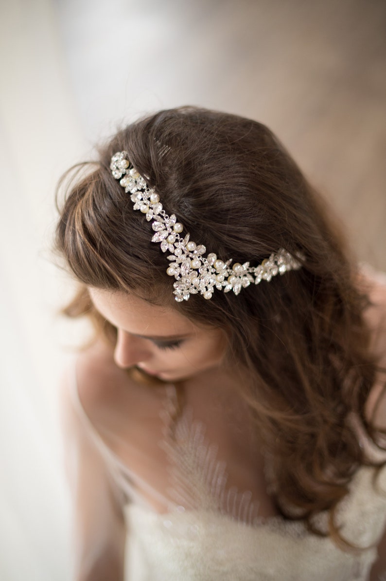 Bridal Hair Accessories Pearl Headband Wedding Hair Comb Crystal Hair Vine Headpiece Art Deco Halo Crown Wedding Headpiece Boho Tiara, NIXON HAIR CROWN by Camilla Christine Bridal Accessories and Wedding Jewelry