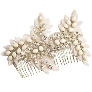 Floral Hair Comb Pearl Headpiece Wedding Crystal Hair Jewelry Mother of Pearl Hair Pin Rhinestone Leaves Hair Piece Boho Bride Accessory LIV HAIR COMB by Camilla Christine Bridal Accessories Wedding Jewelry Bridal Style Inspiration Trends for Bride