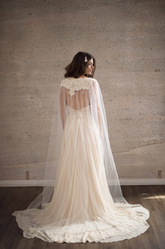 Camilla Christine MYRA SALE Bridal Cover-up Beaded Wedding Shoulder Necklace Cape Scallop Ornate Embellished Silver Crystal Capelet Jacket