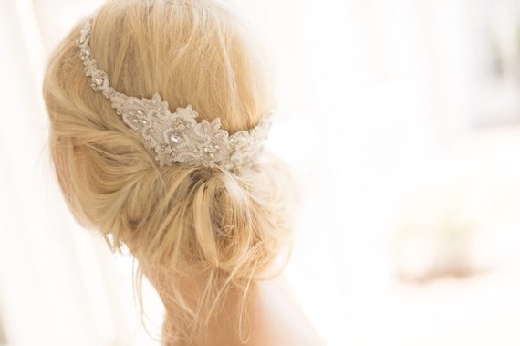 Opal Crystal Wedding Headband Art Deco Bridal Headpiece  display picture 1