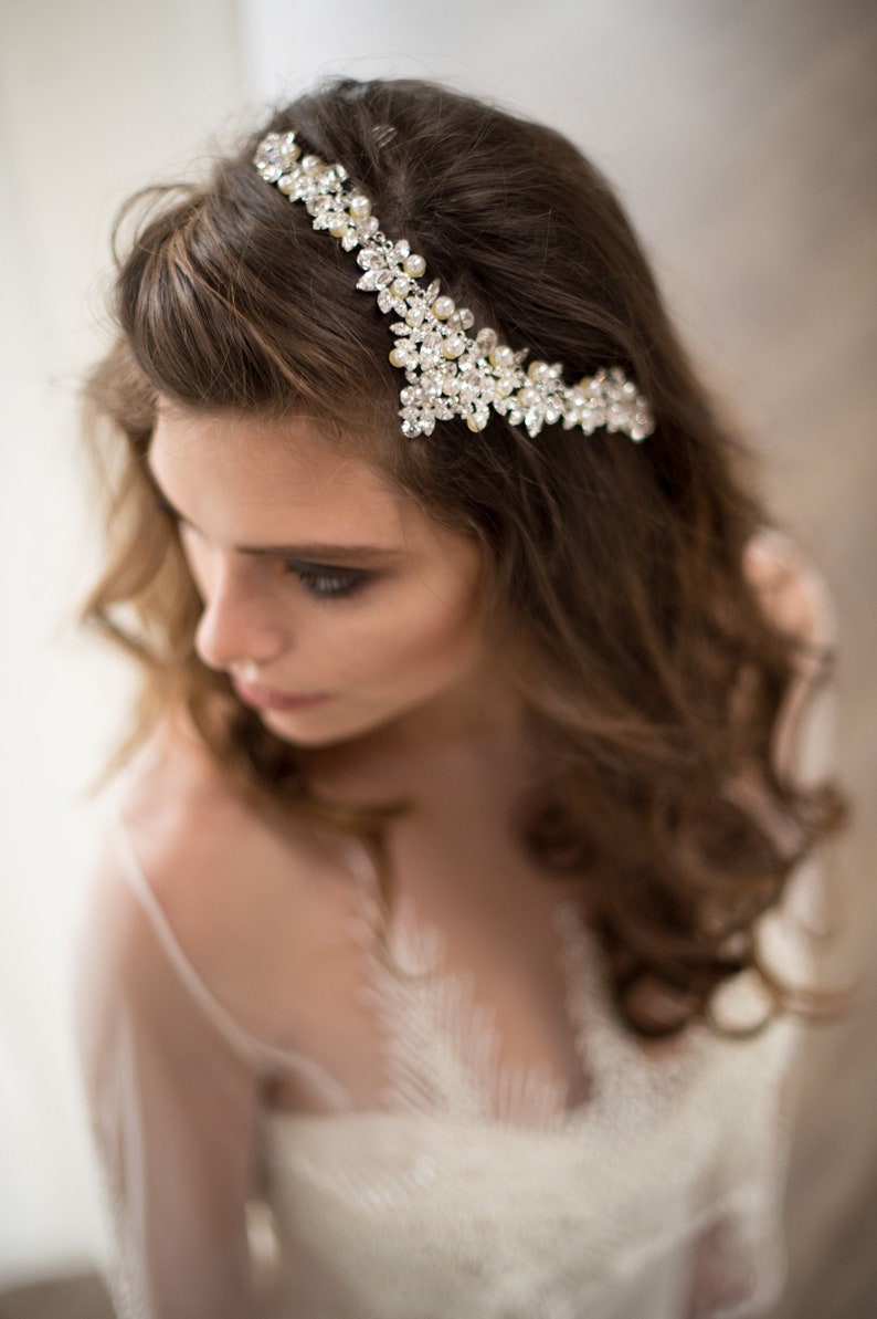 Bridal Hair Accessories Pearl Headband Wedding Hair Comb Crystal Hair Vine Headpiece Art Deco Halo Crown Wedding Headpiece Boho Tiara, NIXON HAIR CROWN by Camilla Christine Bridal Accessories and Wedding Jewelry