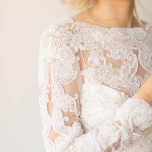 Bridal Lace Top Beaded Wedding Dress Topper Embellished Bridal Cover up ...