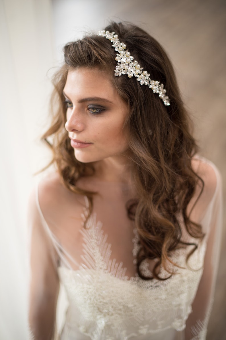 Bridal Hair Accessories Pearl Headband Wedding Hair Comb Crystal Hair Vine Headpiece Art Deco Halo Crown Wedding Headpiece Boho Tiara, NIXON HAIR CROWN by Camilla Christine Bridal Accessories and Wedding Jewelry