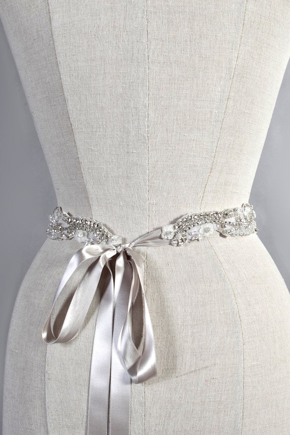 Cara, beautiful sash adjustable belt with rhinestone buckle Cara Gold Satin Sash Belt with Floral Accent | eBay main image 3