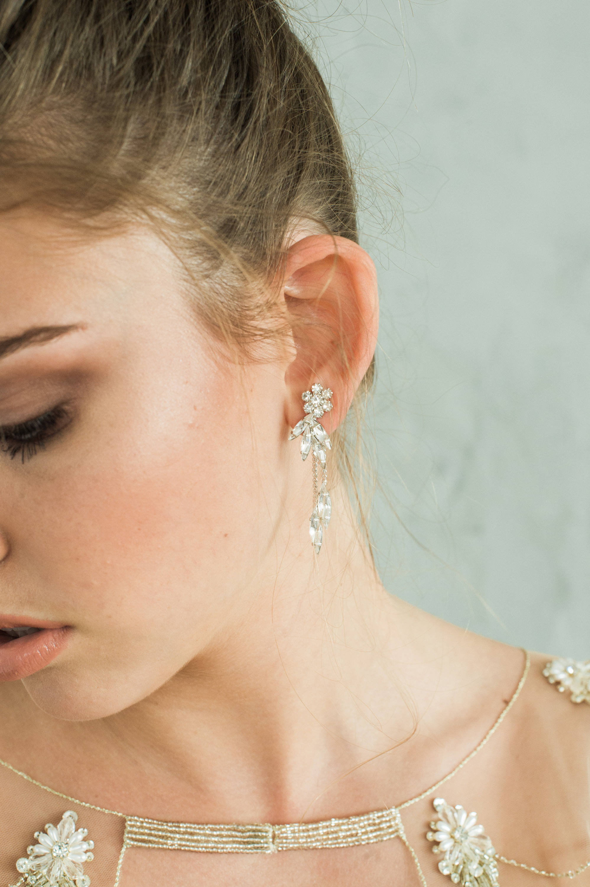 KENDAL EARRINGS SILVER Bridal Crystal Ear Jacket Chandelier Etsy