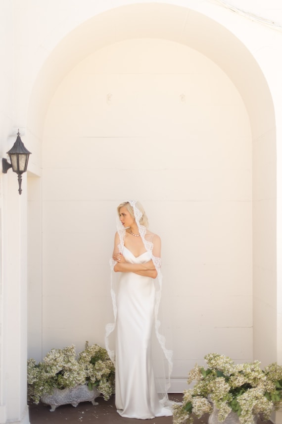 Giselle ivory cathedral length veil with blusher Giselle Bridal Veil Style SP420 - Cathedral Veil main image 4