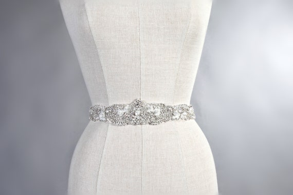 Cara Bridal Belt/Wedding Sash CARA Gold Floral Bridal Belt With Pearls and Crystals  main image 2