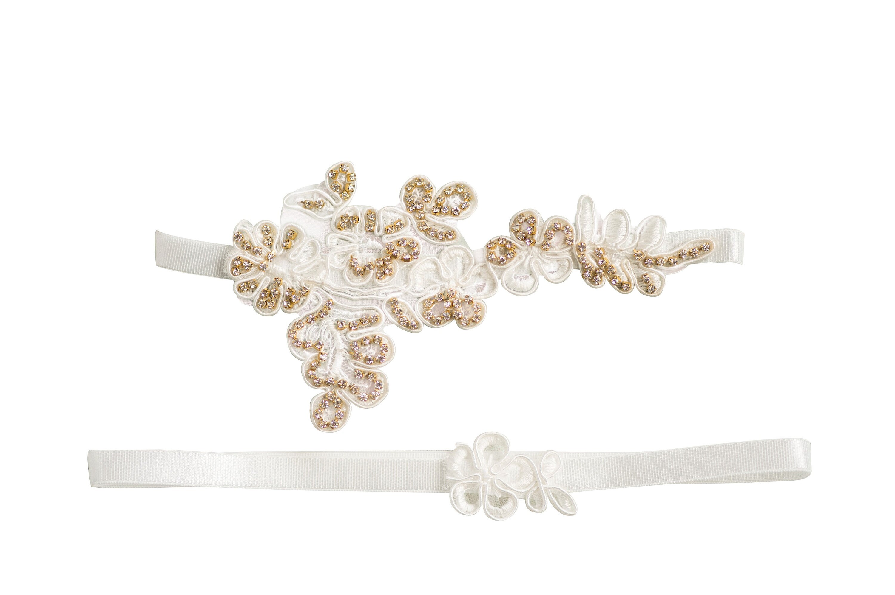 LILI GOLD Wedding Garter Bridal off White Lace Delicate | Etsy