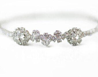 Art Deco Bracelet Crystal Silver Bridal Cuff Wedding Jewelry Vintage Cubic Zirconia Bangle Thin Diamond Bracelet Gift for Bride Boho, COLE