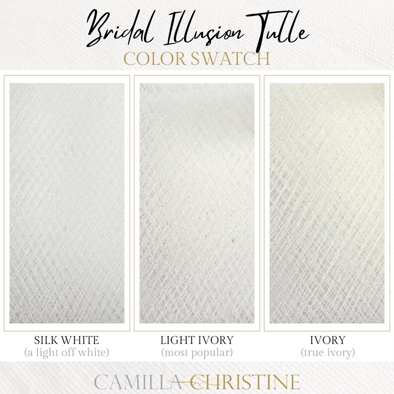 Bridal Illusion Tulle Color Card for Veils Sheer Tulle Fabric Swatches ...