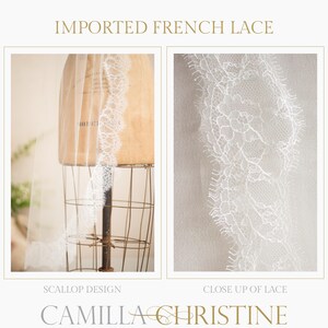 Chantilly Lace Veil Mantilla Wedding Veil Eyelash Lace Trim Bridal Veil Cathedral Scallop Lace Edge Spanish Church Veil French Lace, LETITIA VEIL by Camilla Christine Wedding Veils