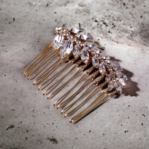 Crystal Bridal Hair Comb Gold Wedding Hair Pin Rhinestone 