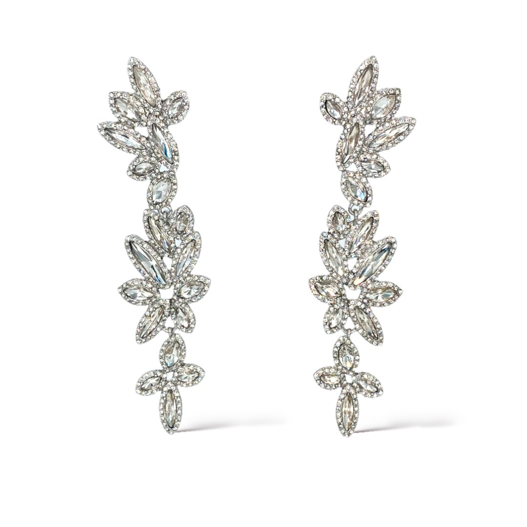 Chandelier Earrings Crystal Bridal Earring Silver Rhinestone Statement