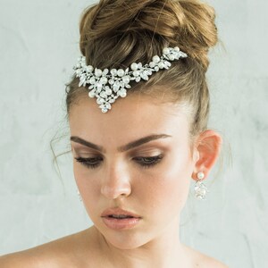 Bridal Hair Accessories Pearl Headband Wedding Hair Comb Crystal Hair Vine Headpiece Art Deco Halo Crown Wedding Headpiece Boho Tiara, NIXON HAIR CROWN by Camilla Christine Bridal Accessories and Wedding Jewelry