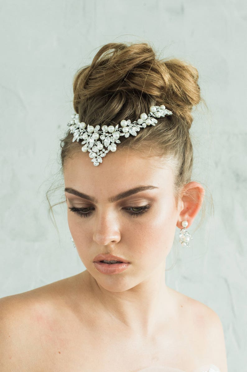 Bridal Hair Accessories Pearl Headband Wedding Hair Comb Crystal Hair Vine Headpiece Art Deco Halo Crown Wedding Headpiece Boho Tiara, NIXON HAIR CROWN by Camilla Christine Bridal Accessories and Wedding Jewelry