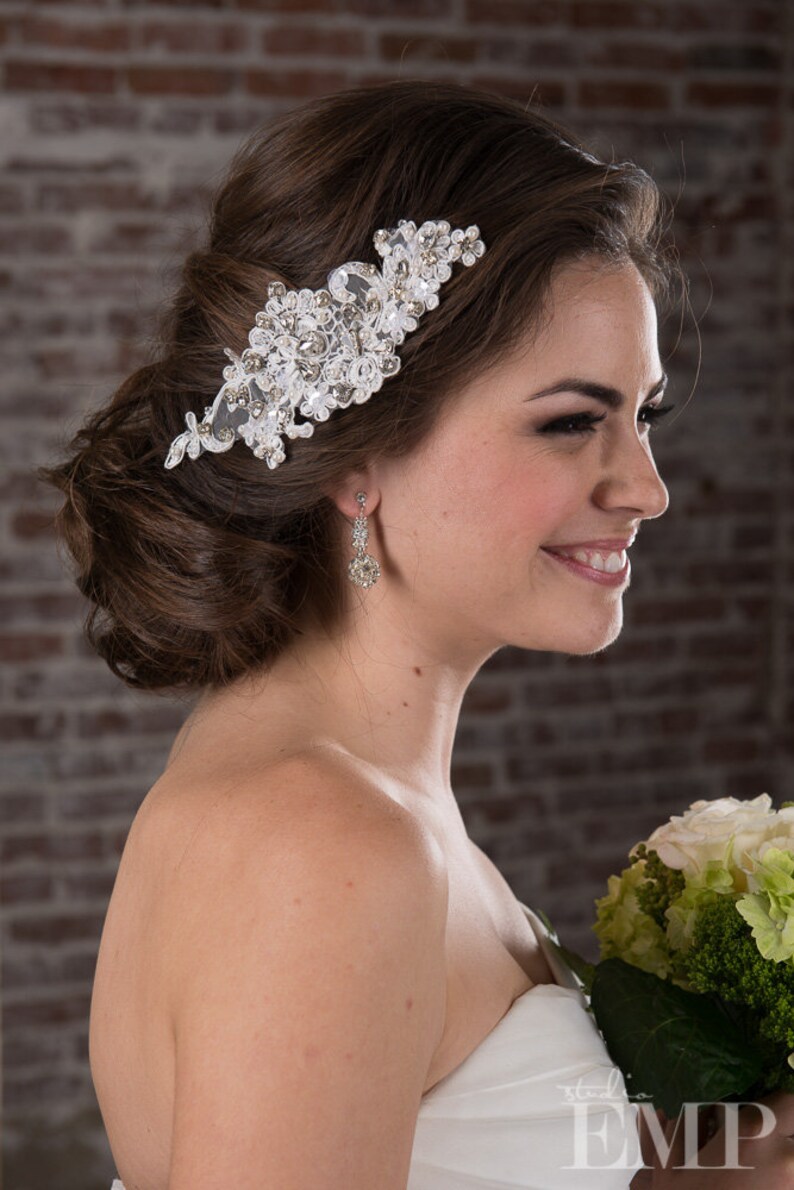 white lace headpiece