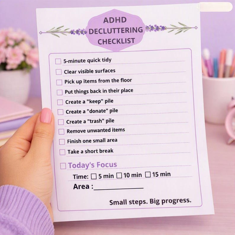 ADHD Decluttering Checklist | Simple Home Organization Printable ...