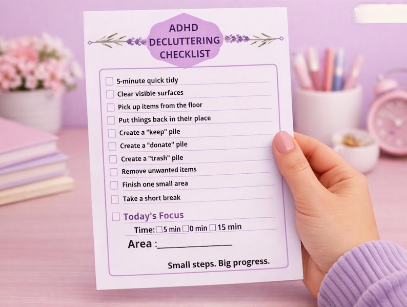 ADHD Decluttering Checklist | Simple Home Organization Printable ...