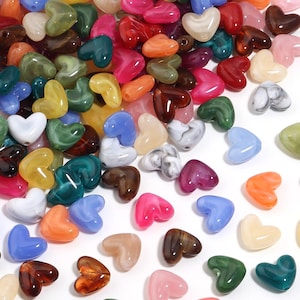 20pcs Imitation Stone Heart Acrylic Beads, Colourful Dual Tone Loose Beads for Bracelets Necklaces DIY for Jewellery Making