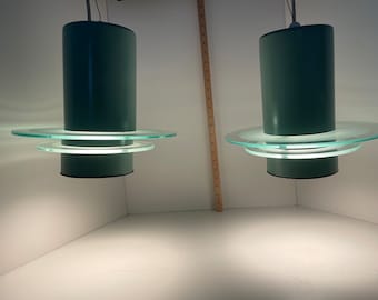 Set of Light green Vintage UFO Pendant Lights
