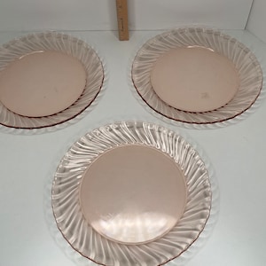 Vintage Pink Depression Glass 3 Plates