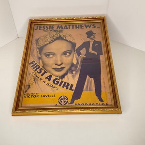 Póster de la película original de 1935 Jessie Matthews "PRIMERO UNA NIÑA"