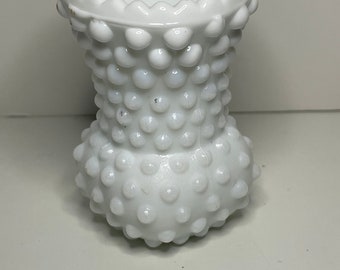 Vintage white hobnail vase mini