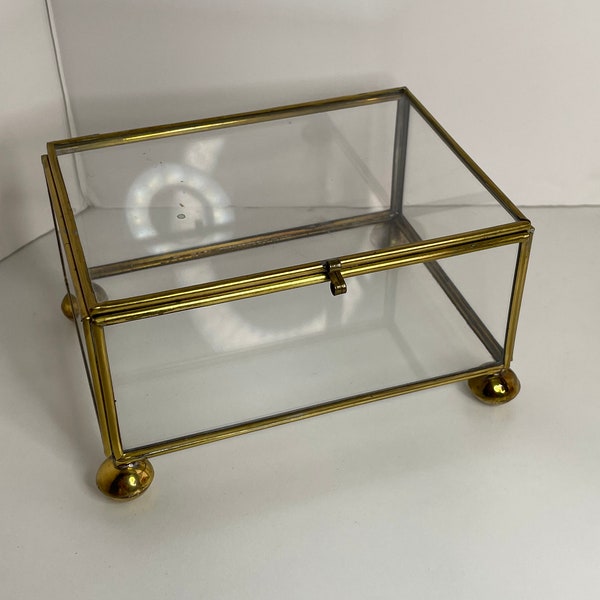 Brass and Glass Trinket Box Etsy