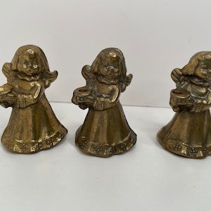 Vintage 3 Brass Angels with candles